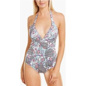 NWT OndadeMar African Flower Halter One Piece Swimsuit